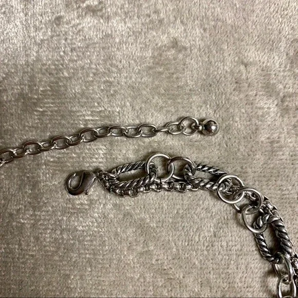 3-strand Silver tone Link chain with Faux Pearls - up to 20” - Picture 7 of 9